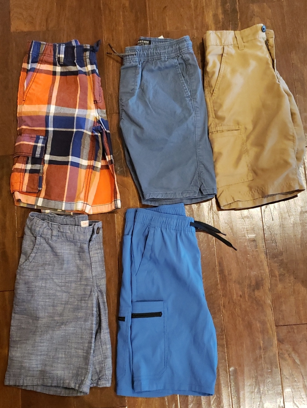 Kids Orange Plaid Cargo Shorts - Unbranded